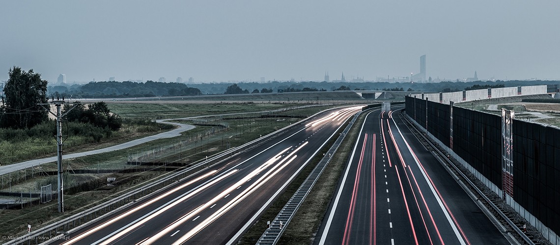 To the City - Wroclaw seen from bridge above S8 Highway